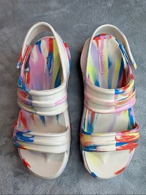 Hunter Bloom Algae Marble Slingback Sandal White Size UK4